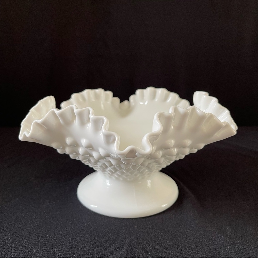 Compote - Fenton Hobnail Milk Glass - Vintage